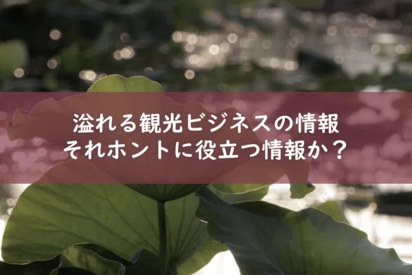 溢れる観光ビジネスの情報を精査する